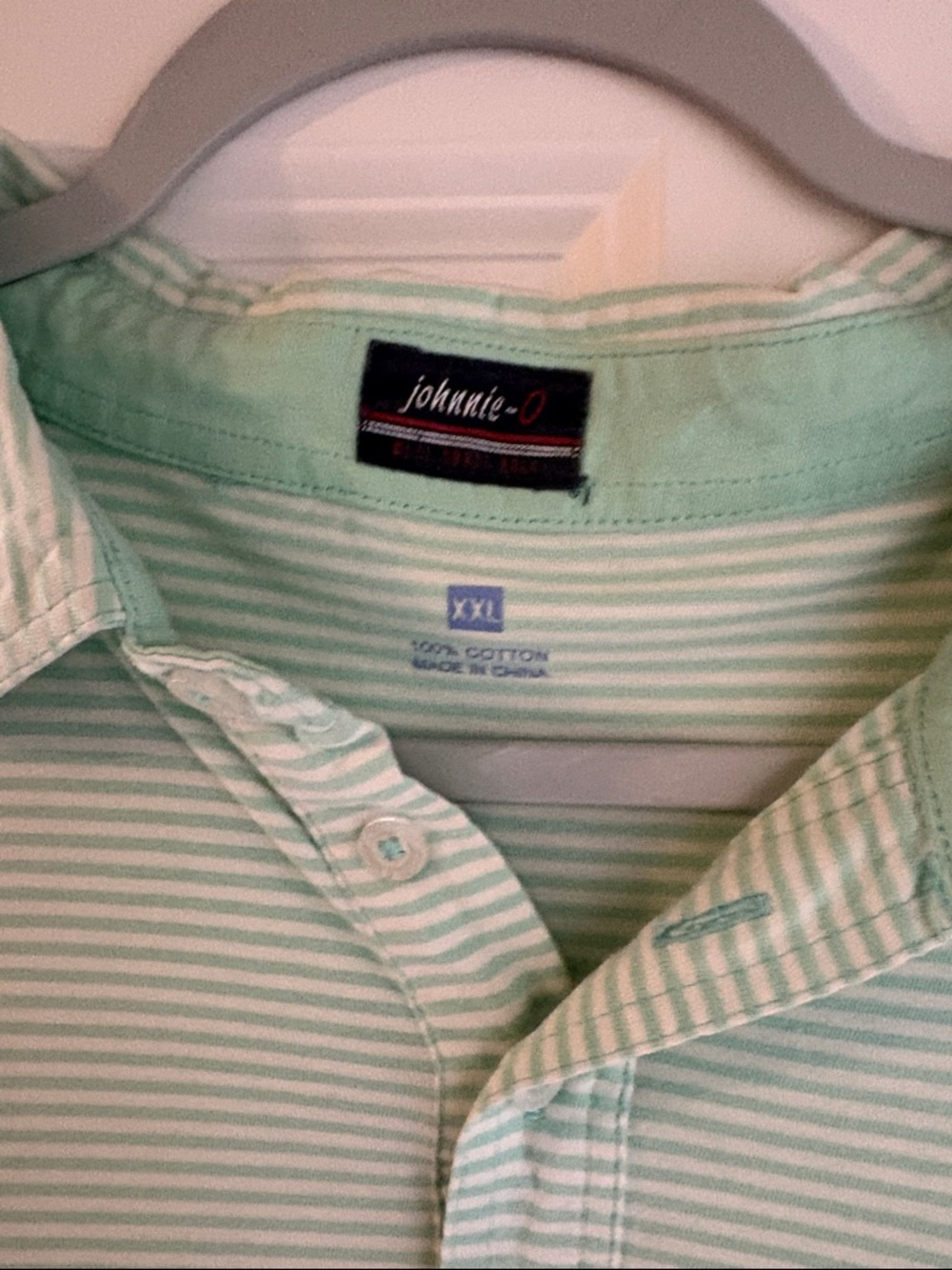 johnnie-O Mint & White Thin-Striped Button Shirt Men’s Size XXL